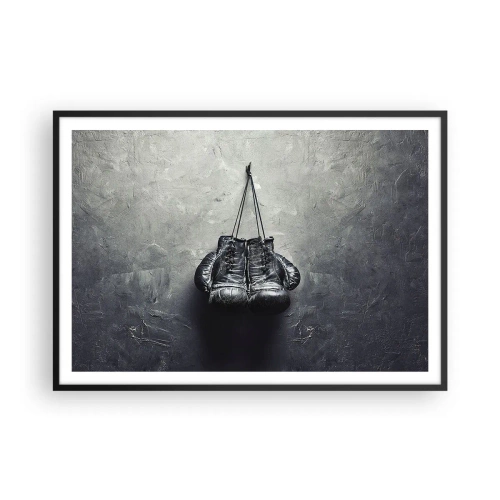 Poster in cornice nera - Vecchi guantoni da boxe contro il muro - 100x70cm - Tempo di lotte e tempo di pace - Decorazione murale moderna per soggiorno e camera da letto ARTTOR