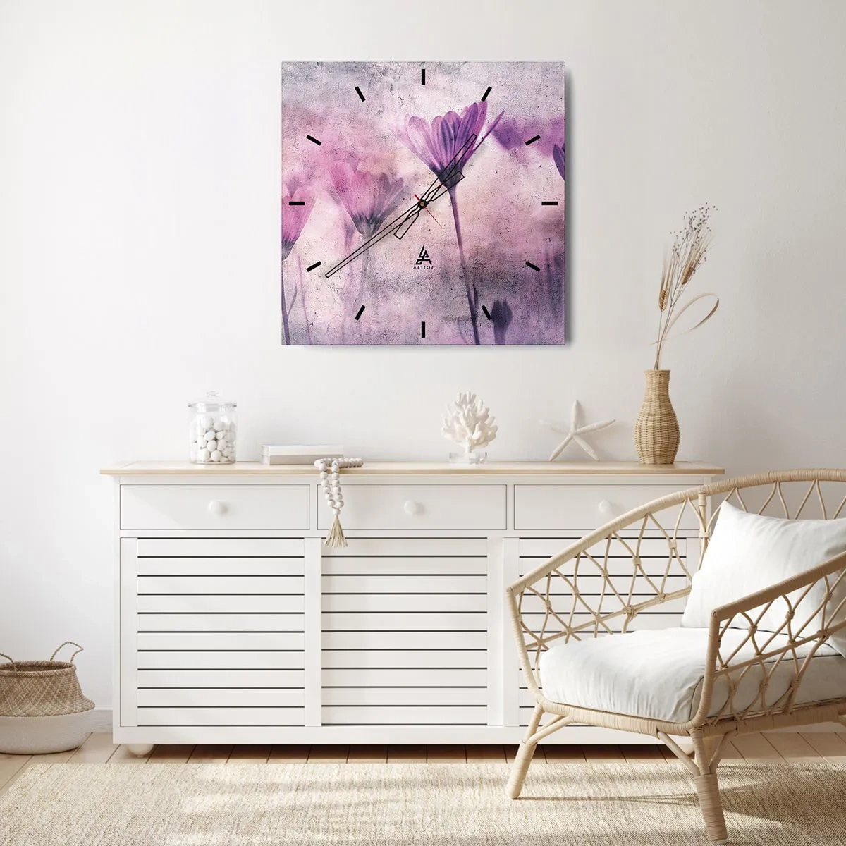 Orologio da parete - Orologio in Vetro - Il sogno dei fiori - 40x40 cm