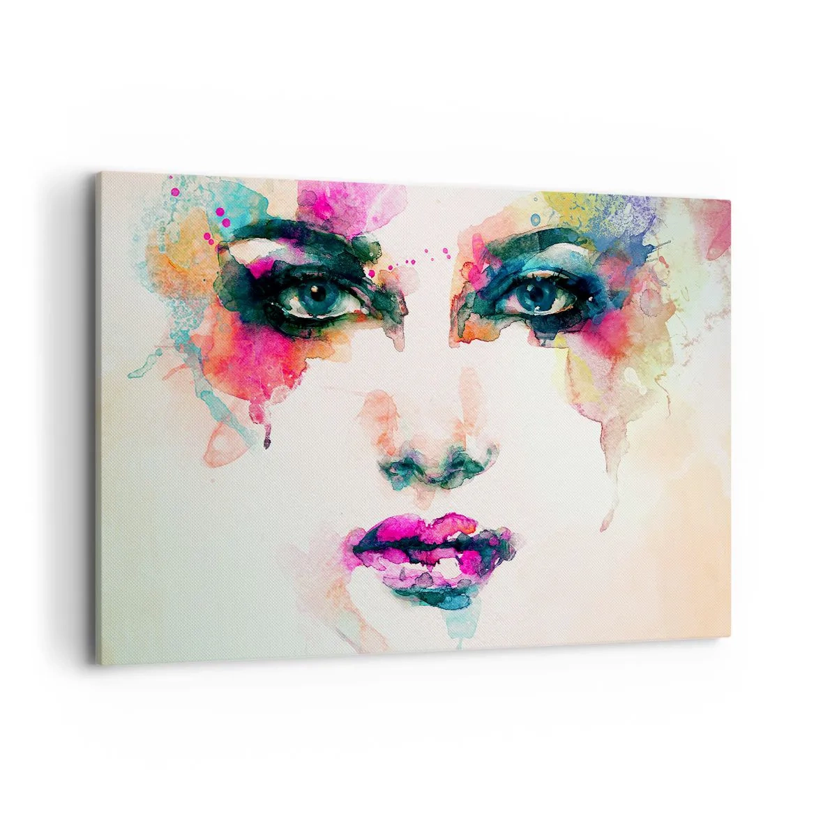 Quadro su tela - Stampe su Tela - Ritratto astratto di una donna dai colori intensi - 120x80cm - Un ritratto dipinto dall'arcobaleno - Decorazione murale moderna per soggiorno e camera da letto ARTTOR