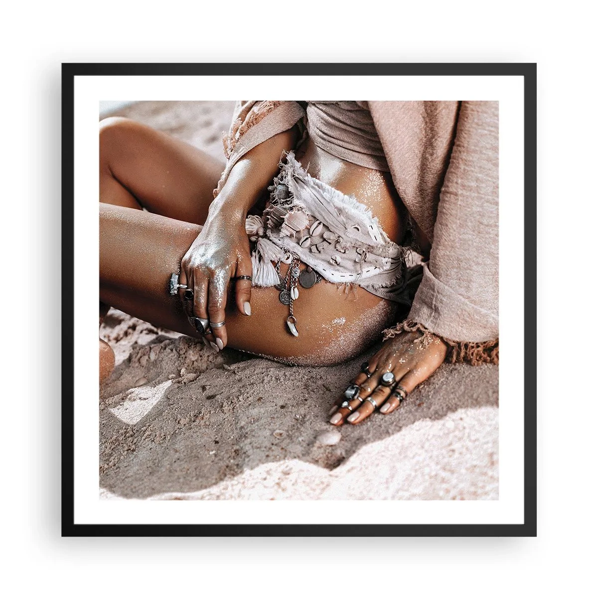 Poster in cornice nera - Gettata dalle onde? - 60x60 cm