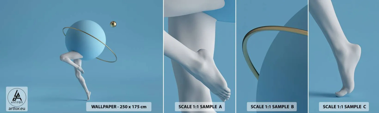 Campione di Fotomurale Adesivo Deluxe Sticker - E i pianeti folleggiano - Astrazione, Gambe, Tridimensionale - 100x30 cm