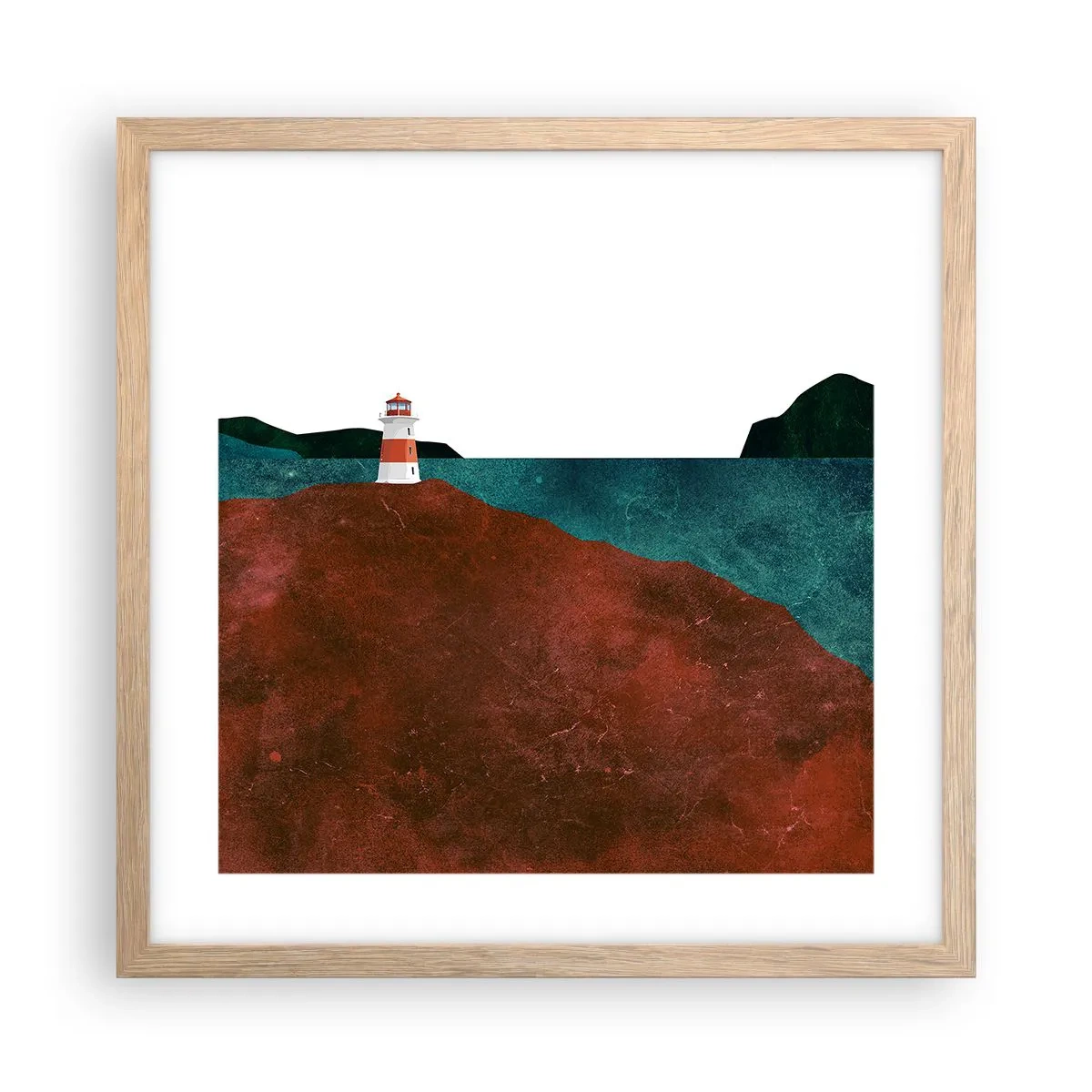 Poster in cornice rovere chiaro - Contemplando il mare - 40x40 cm