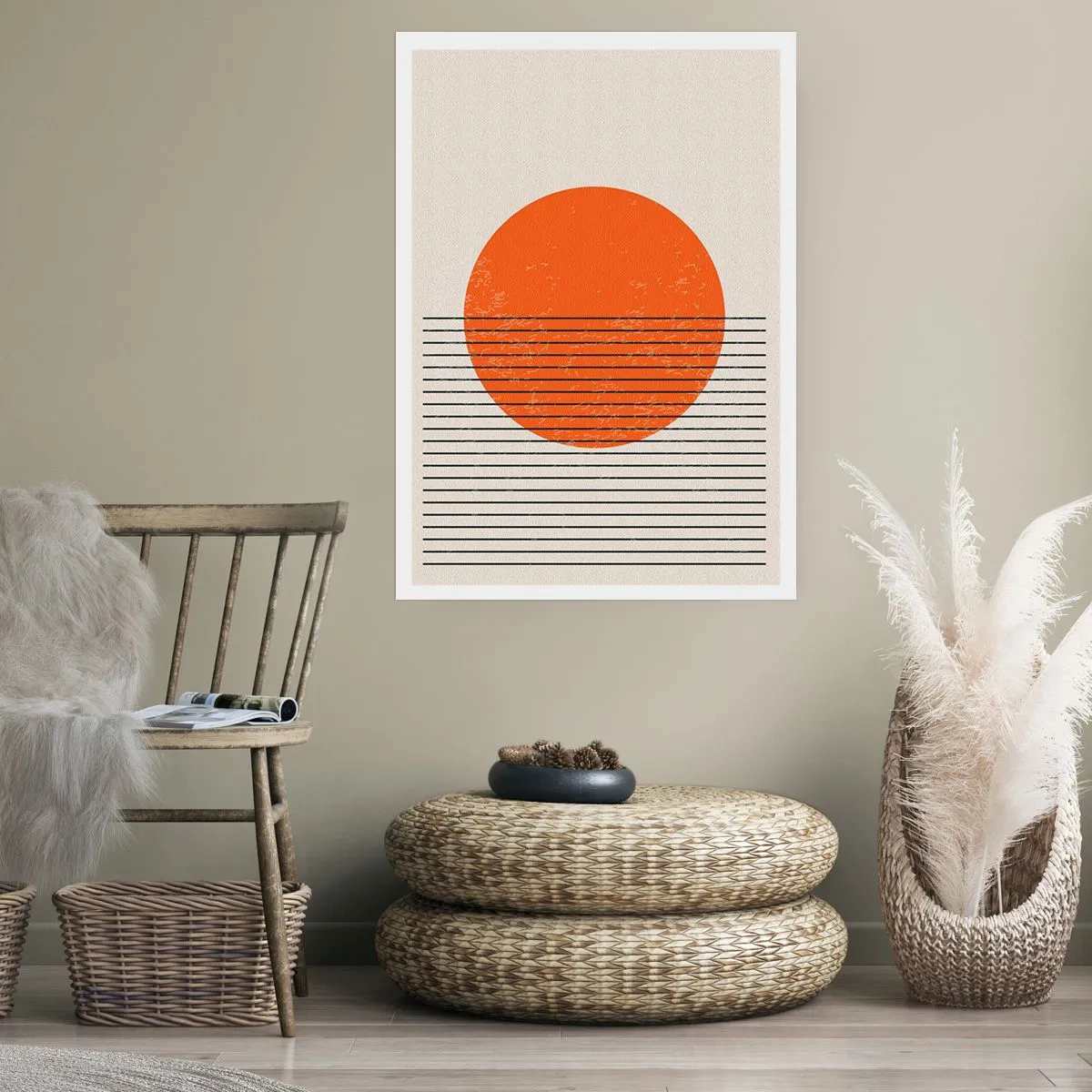 Poster - Un tramonto minimalista in forma geometrica - 50x70cm - Sempre il sole - Decorazione murale moderna per soggiorno e camera da letto ARTTOR
