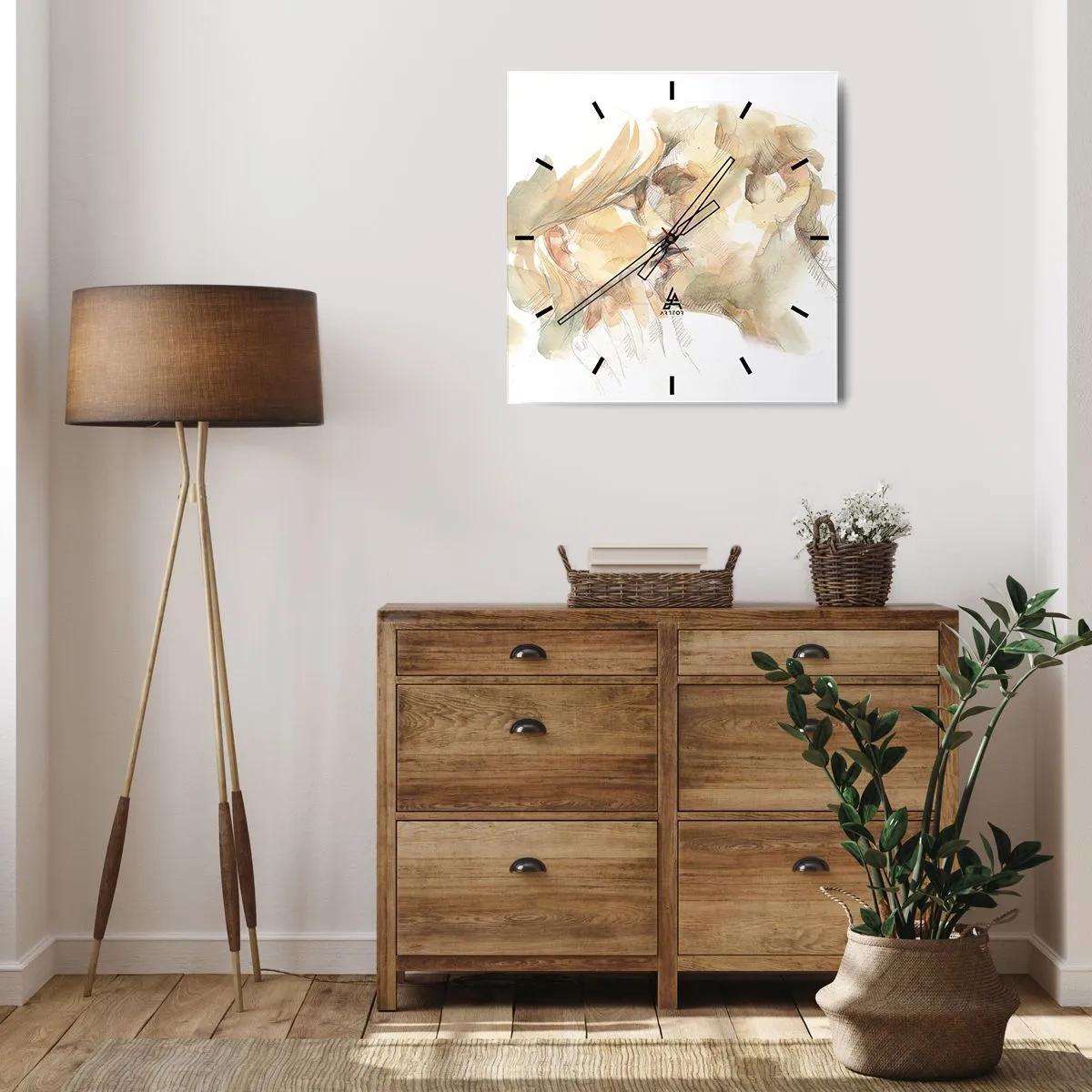 Orologio da parete - Orologio in Vetro - Ritratto romantico ad acquerello di una coppia che si bacia - 30x30cm - Sarà l'anima gemella? - Decorazione murale moderna per soggiorno e camera da letto ARTTOR