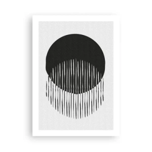 Poster - Composizione astratta di un cerchio nero e linee verticali - 50x70cm - Il suo alter ego - Decorazione murale moderna per soggiorno e camera da letto ARTTOR