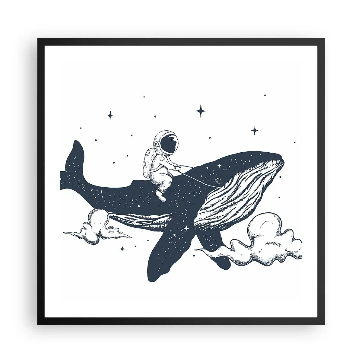 Poster in cornice nera - Avventura nello spazio - 60x60 cm