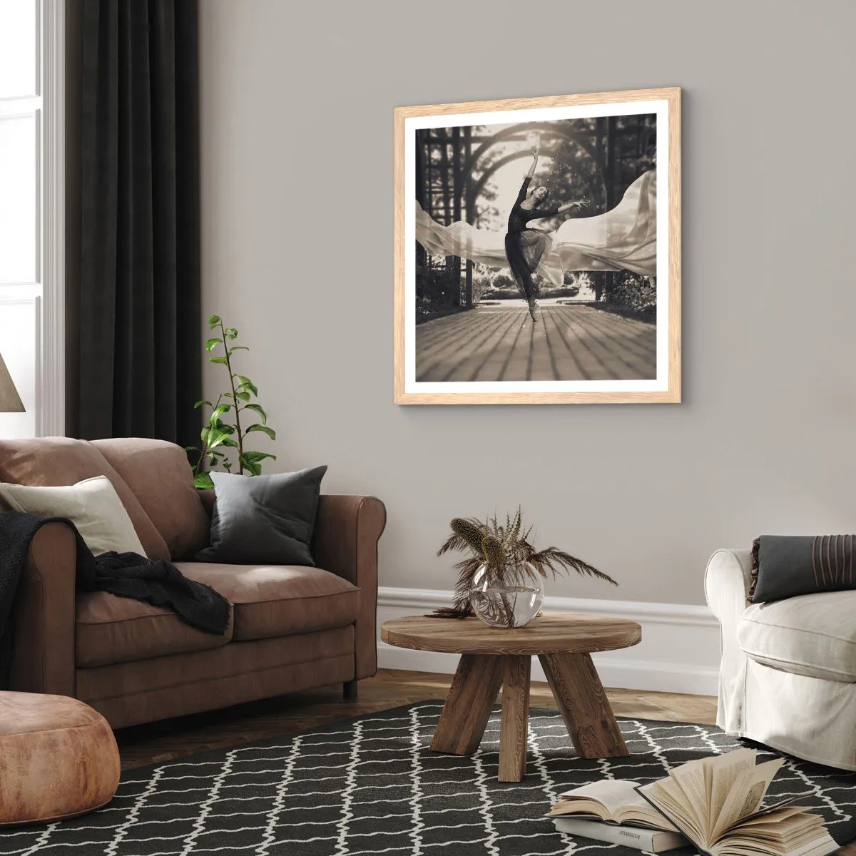 Poster in cornice rovere chiaro - La danza dello spirito del giardino - 30x30 cm