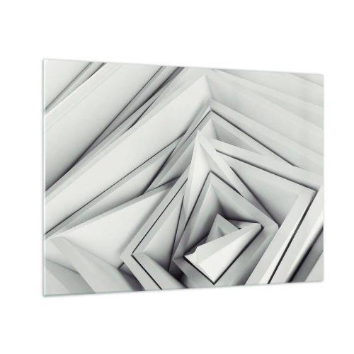 Quadro su vetro - Forme geometriche tridimensionali in tonalità di grigio - 70x50cm - Germogli spigolosi - Decorazione murale moderna per soggiorno e camera da letto ARTTOR