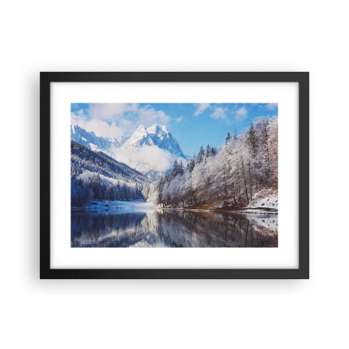 Poster in cornice nera - Il custode innevato - 40x30 cm