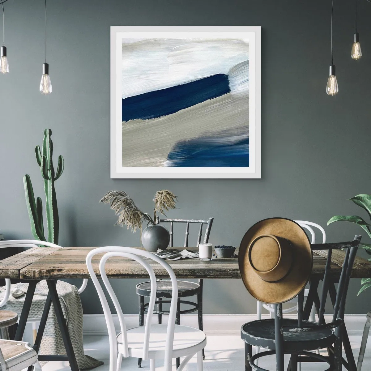 Poster in cornice bianca - Incontro con il bianco - 60x60 cm