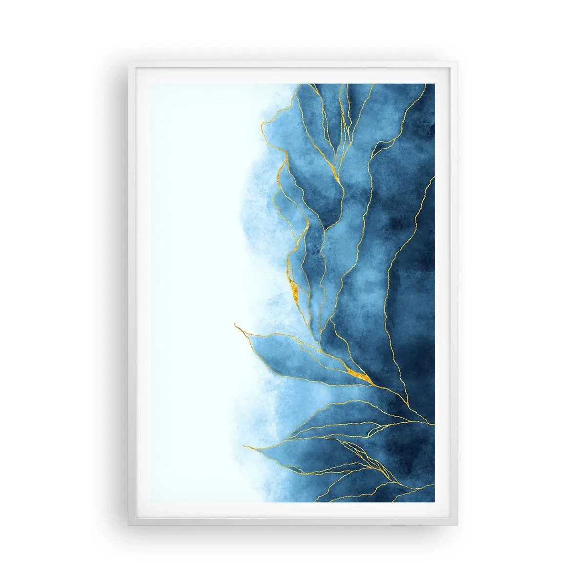Poster in cornice bianca - Blu nell'oro - 70x100 cm