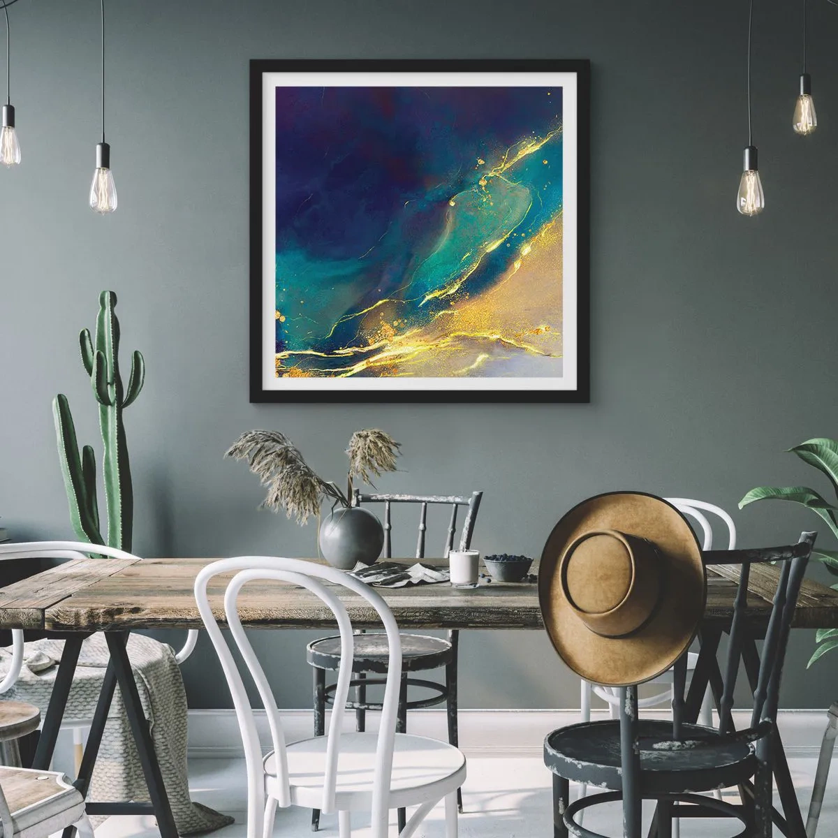 Poster in cornice nera - La palude dorata - 50x50 cm