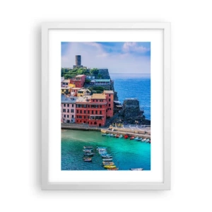 Poster in cornice bianca - Magica cittadina mediterranea - 30x40 cm