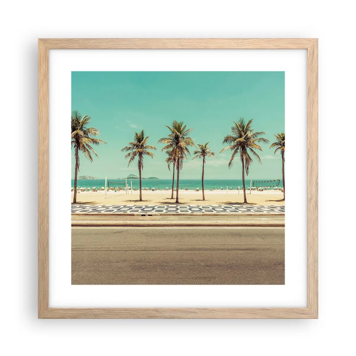 Poster in cornice rovere chiaro - A guardia della spiaggia - 40x40 cm