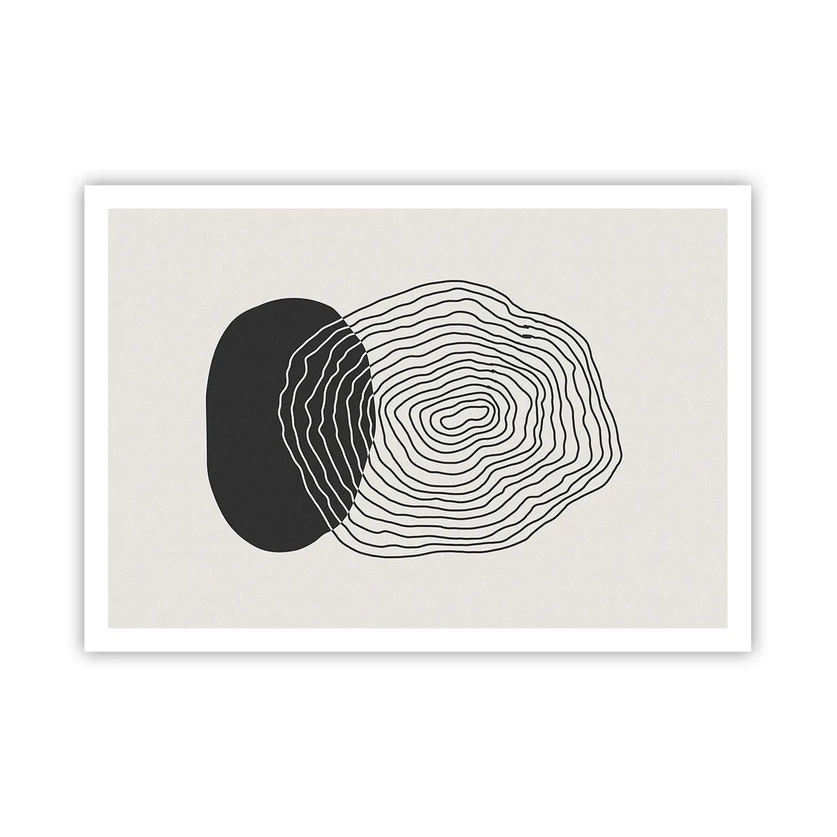 Poster - Motivo astratto con linee e forme in bianco e nero - 100x70cm - Durata e vibrazione - Decorazione murale moderna per soggiorno e camera da letto ARTTOR