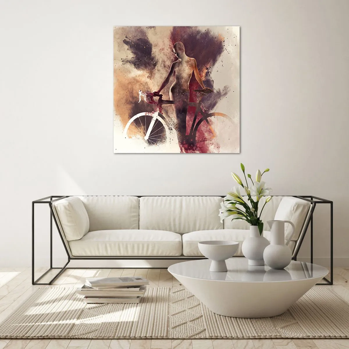 Quadro su vetro - Nelle forme di marmo un'anima da ciclista - 30x30 cm