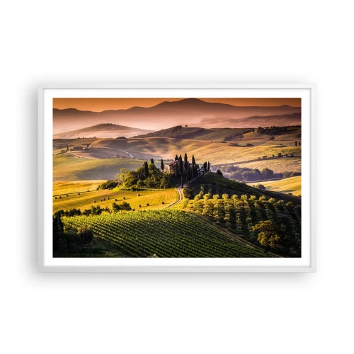 Poster in cornice bianca - Arcadia: paesaggio toscano - 91x61 cm
