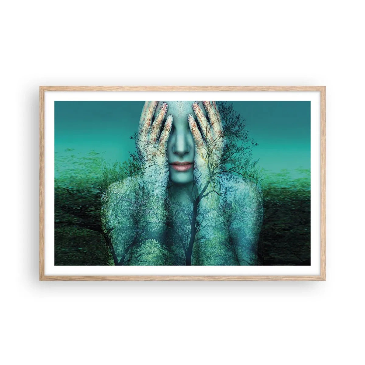 Poster in cornice rovere chiaro - Immersa nel blu - 91x61 cm