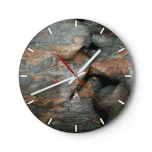Orologio da parete - Orologio in Vetro - Primo piano della texture del legno naturale - 30x30cm - Insieme per sempre - Decorazione murale moderna per soggiorno, cucina e camera da letto ARTTOR