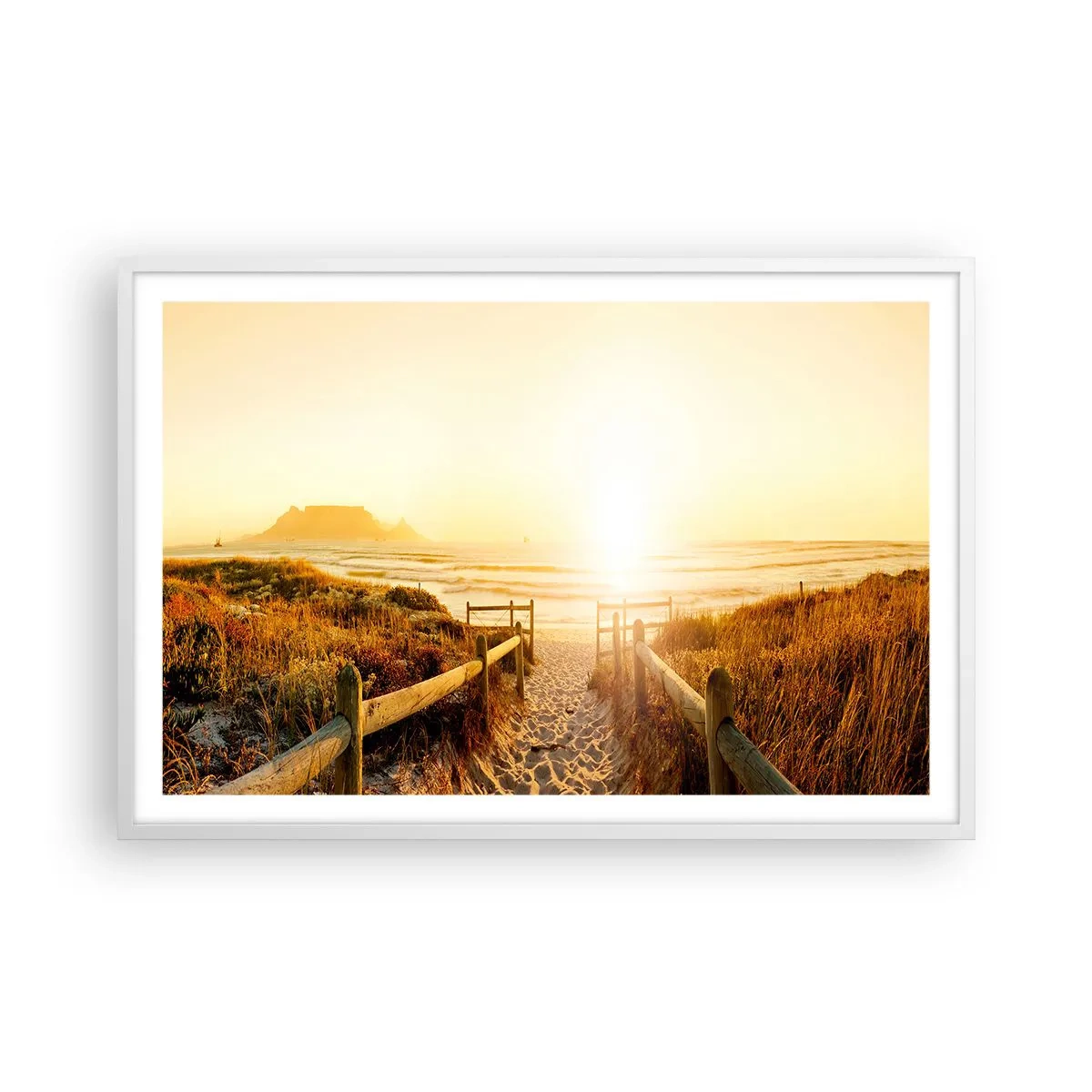 Poster in cornice bianca - Attraverso la duna, verso il sole - 91x61 cm