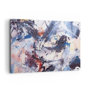 Quadro su tela - Stampe su Tela - Astrazione con pennellate dinamiche in blu e rosso. - 120x80cm - La danza folle dell'astrazione - Decorazione murale moderna per soggiorno e camera da letto ARTTOR