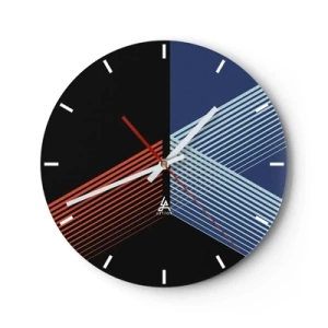 Orologio da parete - Orologio in Vetro - Astrazione geometrica con linee in colori contrastanti - 30x30cm - Una storia semplice - Decorazione murale moderna per soggiorno, cucina e camera da letto ARTTOR