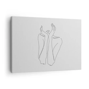 Quadro su tela - Stampe su Tela - Disegno minimalista di viso e mani - 70x50cm - Quello che sognano le ragazze - Decorazione murale moderna per soggiorno e camera da letto ARTTOR