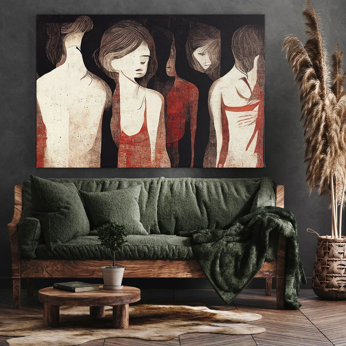 Quadro su tela - Stampe su Tela - Figure artistiche in una composizione astratta - 70x50cm - Madonne nell'oscurità - Decorazione murale moderna per soggiorno e camera da letto ARTTOR
