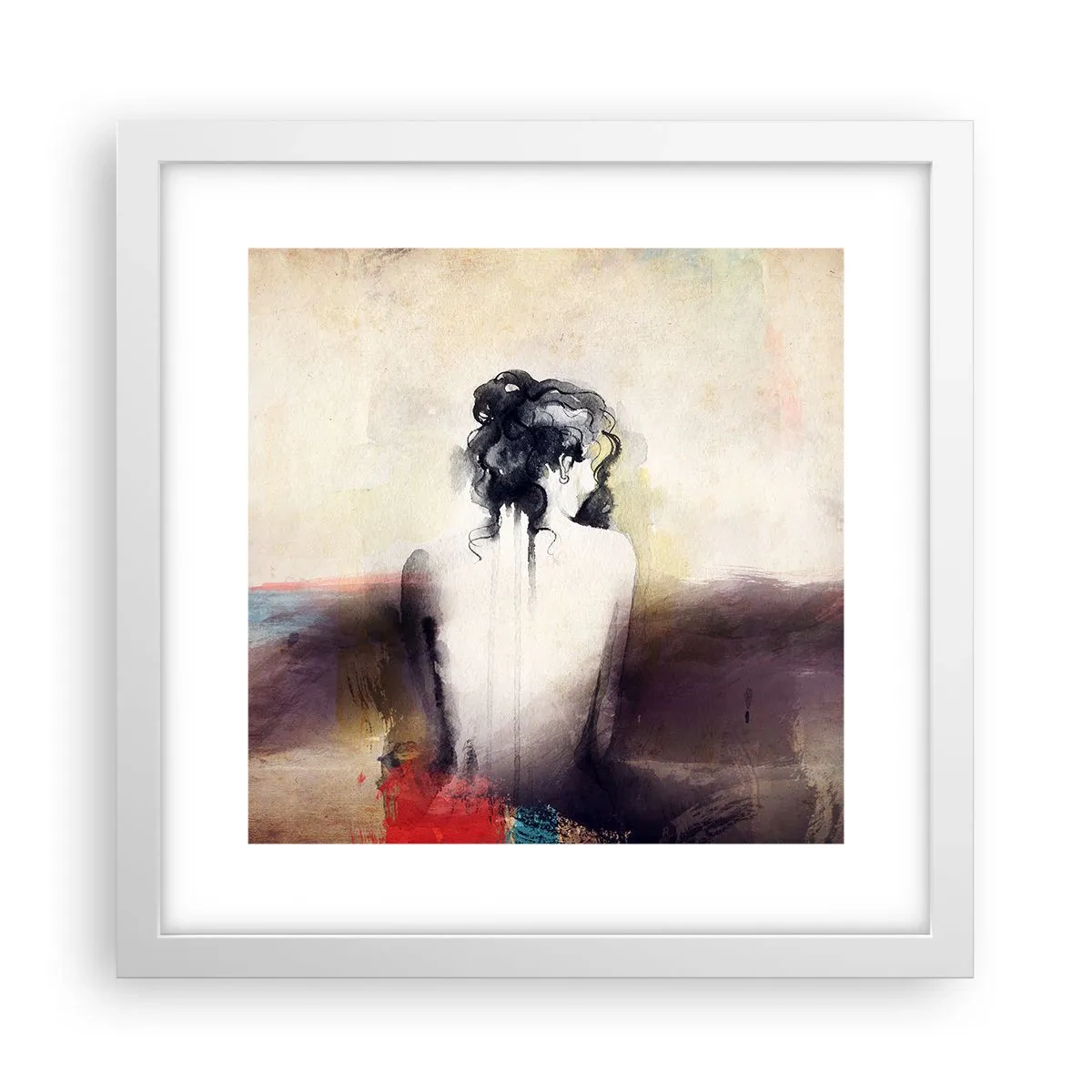 Poster in cornice bianca - Linee miti, forme ovali - 30x30 cm