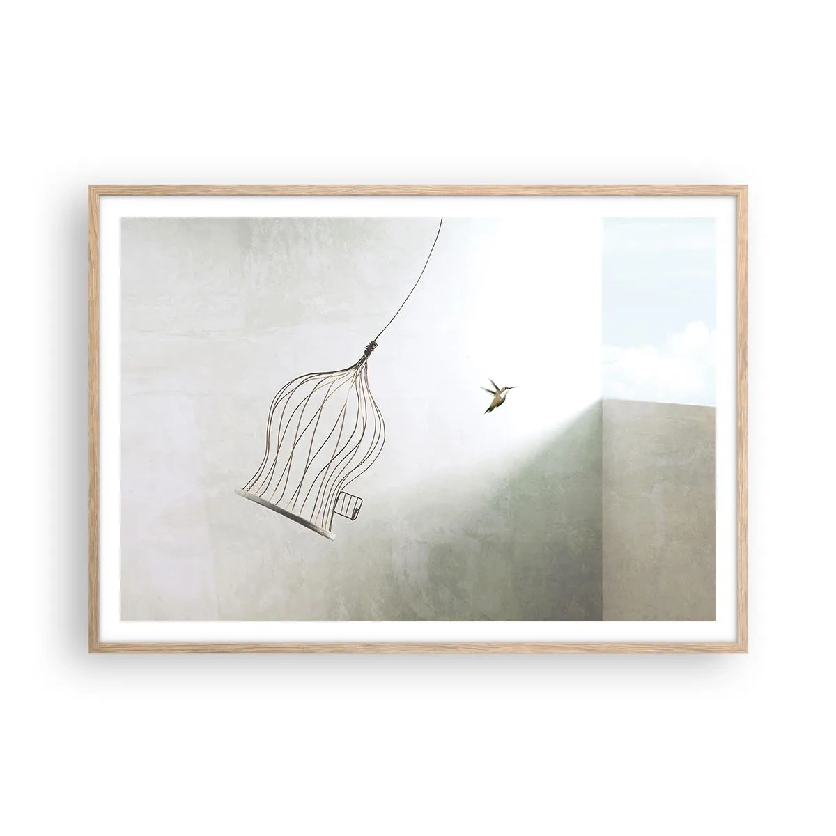 Poster in cornice rovere chiaro - Nel proprio elemento - 100x70 cm