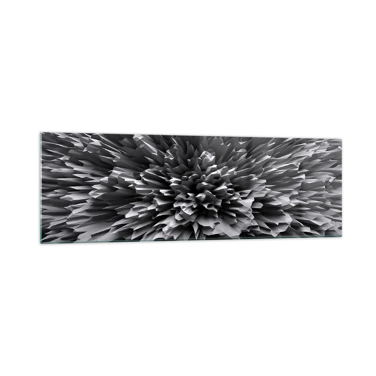 Quadro su vetro - Struttura astratta in tonalità di grigio - 160x50cm - Spigolosità massima - Decorazione murale moderna per soggiorno e camera da letto ARTTOR