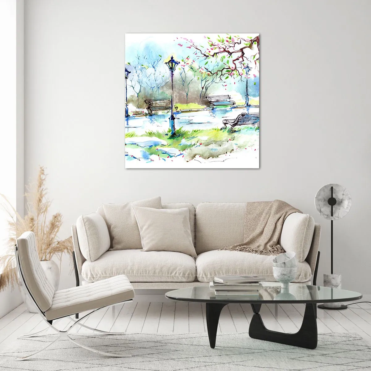 Quadro su vetro - Il fascino del silenzio del parco - 40x40 cm