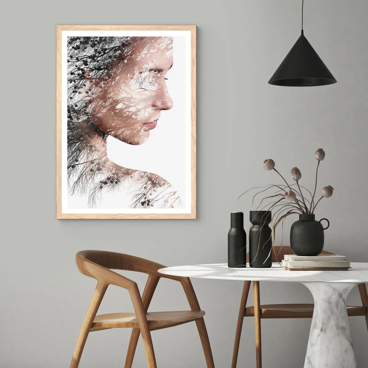 Poster in cornice rovere chiaro - Lo spirito della foresta - 40x50 cm