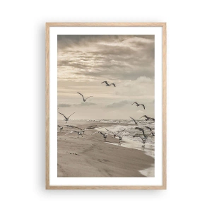 Poster in cornice rovere chiaro - Brusio del mare, canto degli uccelli - 50x70 cm