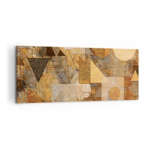 Quadro su tela - Stampe su Tela - Figure geometriche astratte in tonalità calde - 120x50cm - Studio cubista in marrone - Decorazione murale moderna per soggiorno e camera da letto ARTTOR