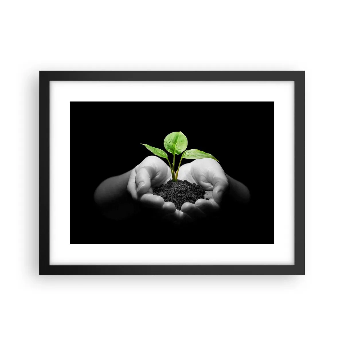 Poster in cornice nera - Amo la natura, la proteggo - 40x30 cm
