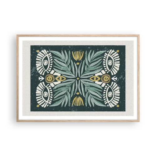 Poster in cornice rovere chiaro - Geometrie di arte popolare - 100x70 cm