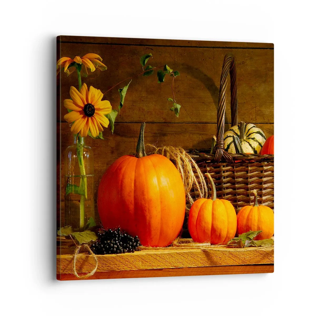 Quadro su tela - Stampe su Tela - Composizione rustica: i doni dell'autunno - 40x40 cm