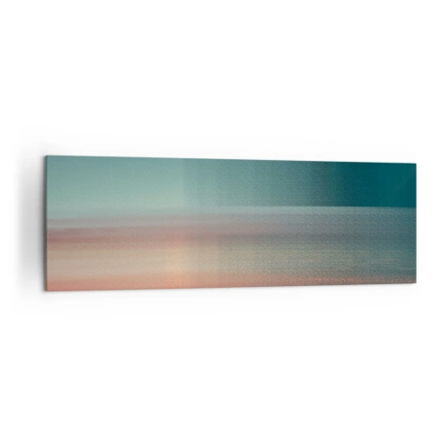 Quadro su tela - Stampe su Tela - Un tramonto in tonalità pastello su un orizzonte calmo - 160x50cm - Astrazione: onde di luce - Decorazione murale moderna per soggiorno e camera da letto ARTTOR