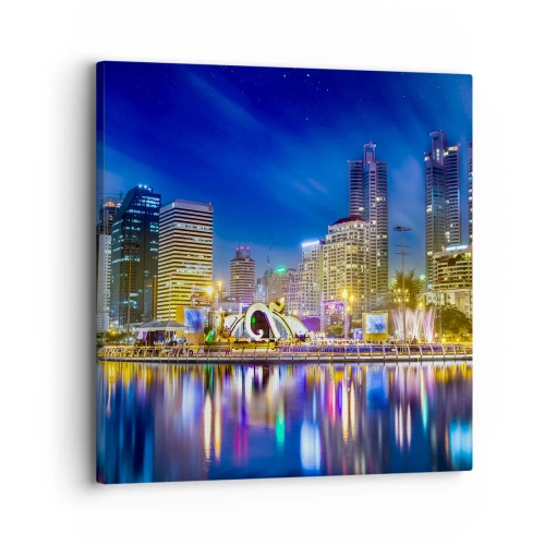 Quadro su tela - Stampe su Tela - Notte multicolore della metropoli - 30x30 cm