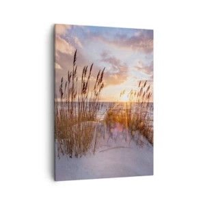 Quadro su tela - Stampe su Tela - Dune con erba sullo sfondo del sole al tramonto - 50x70cm - L'addio al sole e al vento - Decorazione murale moderna per soggiorno e camera da letto ARTTOR