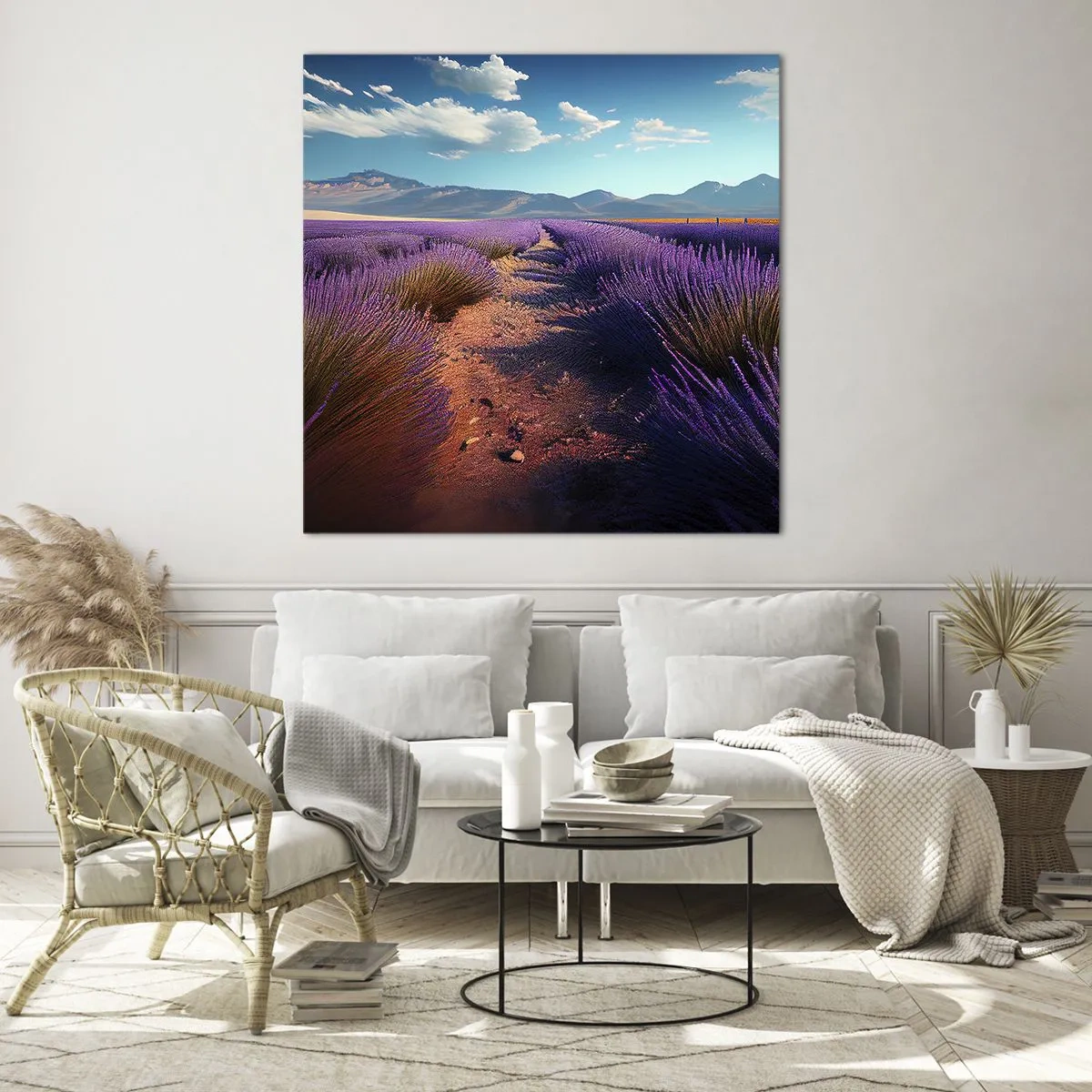 Quadro su vetro - Campi profumati - 30x30 cm