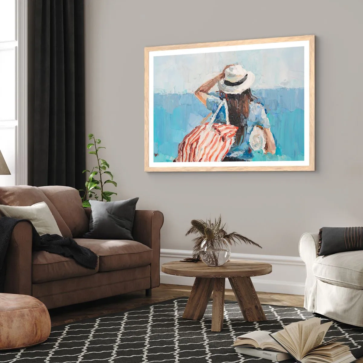 Poster in cornice rovere chiaro - Benvenuti in vacanza - 100x70 cm