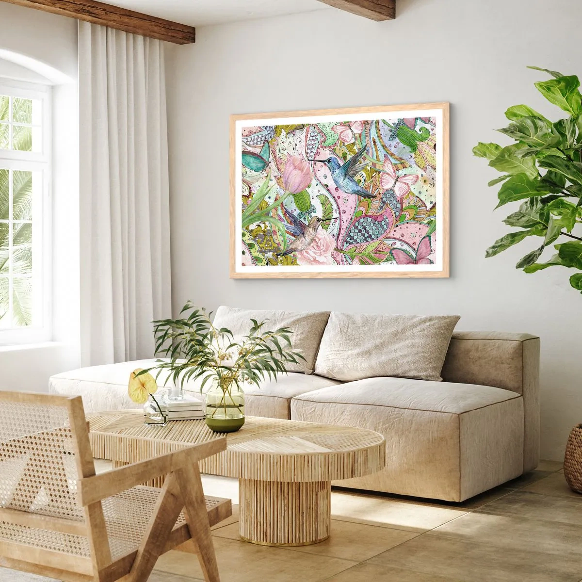 Poster in cornice rovere chiaro - Intrecciate nei rami - 50x40 cm