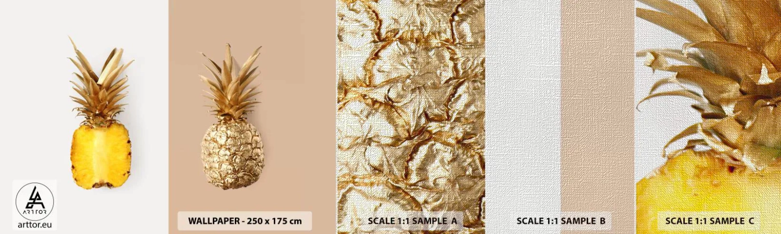 Campione di Fotomurale Premium Canvas - Ananas per due - Ananas, Frutta, Dolce - 100x30 cm