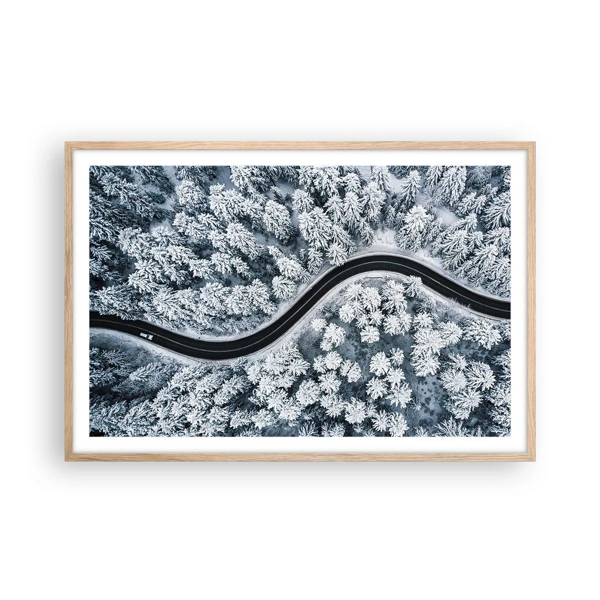 Poster in cornice rovere chiaro - Attraverso il bosco invernale - 91x61 cm