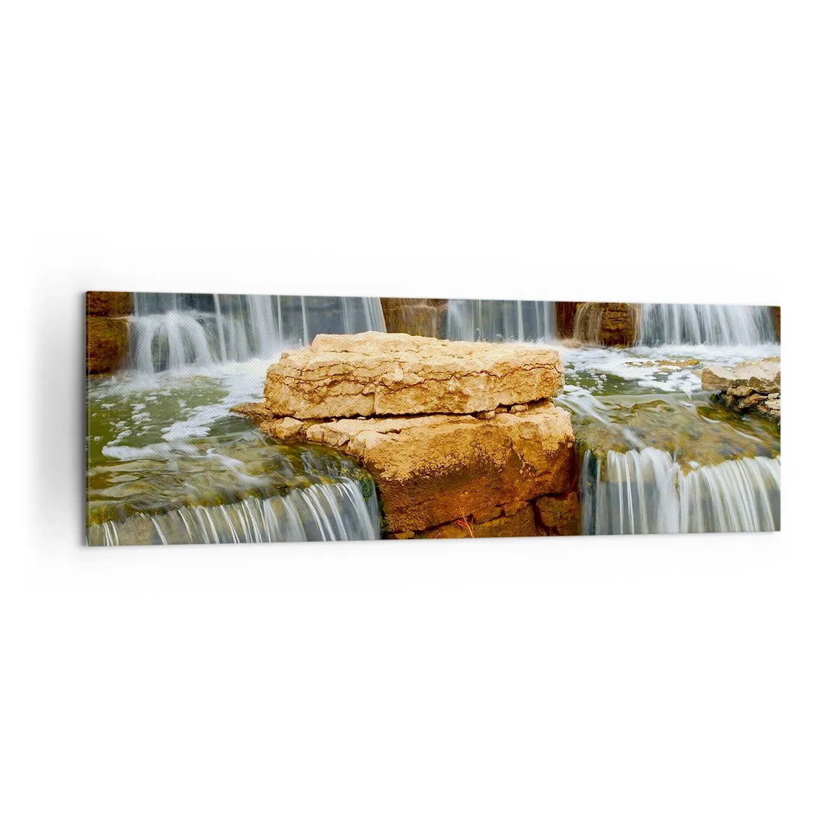 Quadro su tela - Stampe su Tela - Una cascata che scorre lungo gradini di pietra - 160x50cm - La scala verso il cielo - Decorazione murale moderna per soggiorno e camera da letto ARTTOR
