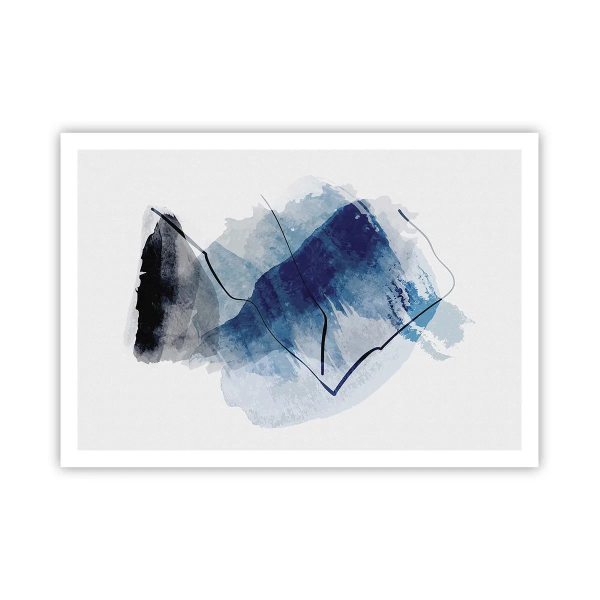 Poster - Forme astratte nei toni del blu con linee delicate - 100x70cm - Monte di ghiaccio - Decorazione murale moderna per soggiorno e camera da letto ARTTOR