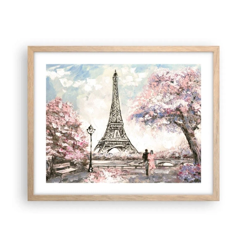 Poster in cornice rovere chiaro - Passeggiata a Parigi in aprile - 50x40 cm