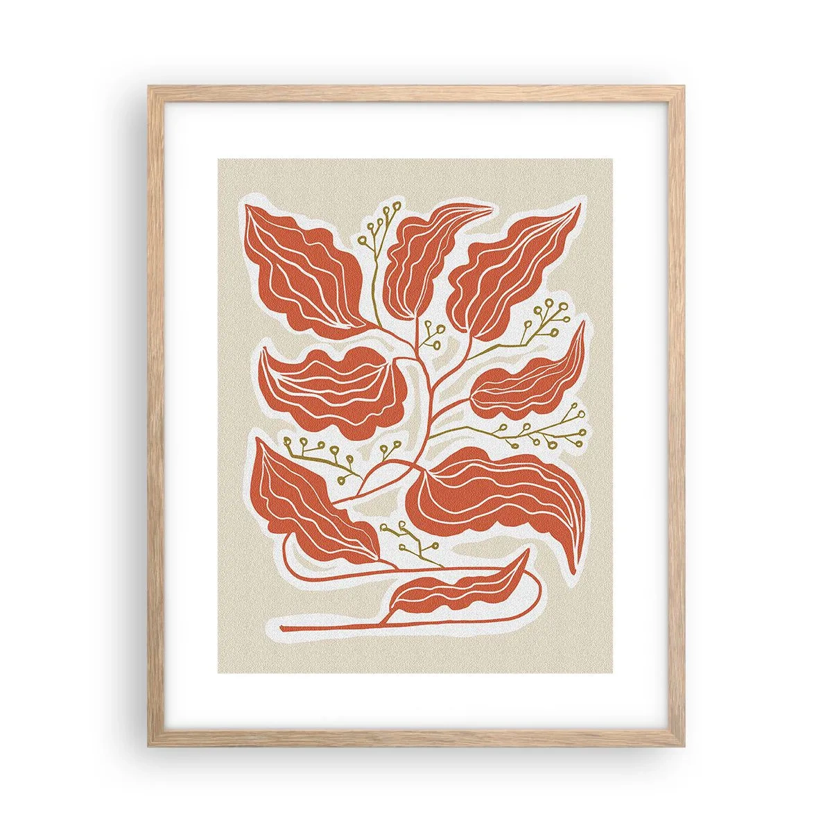 Poster in cornice rovere chiaro - Folklore color corallo - 40x50 cm